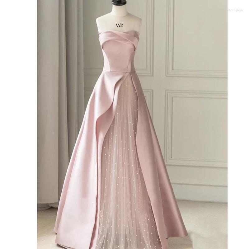 

Party Dresses Pink Bra Women 2023 Spring Birthday Host Evening Dress