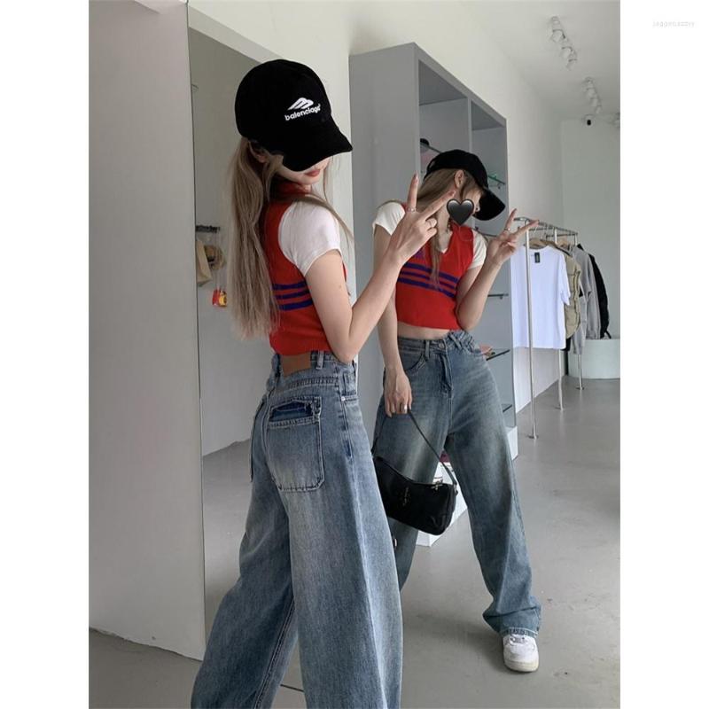 

Women' Jeans High Rise Women Stretch Casual Female Fashion Wide Leg Pants Ladies Denim Trousers Blue Vintage Full Length