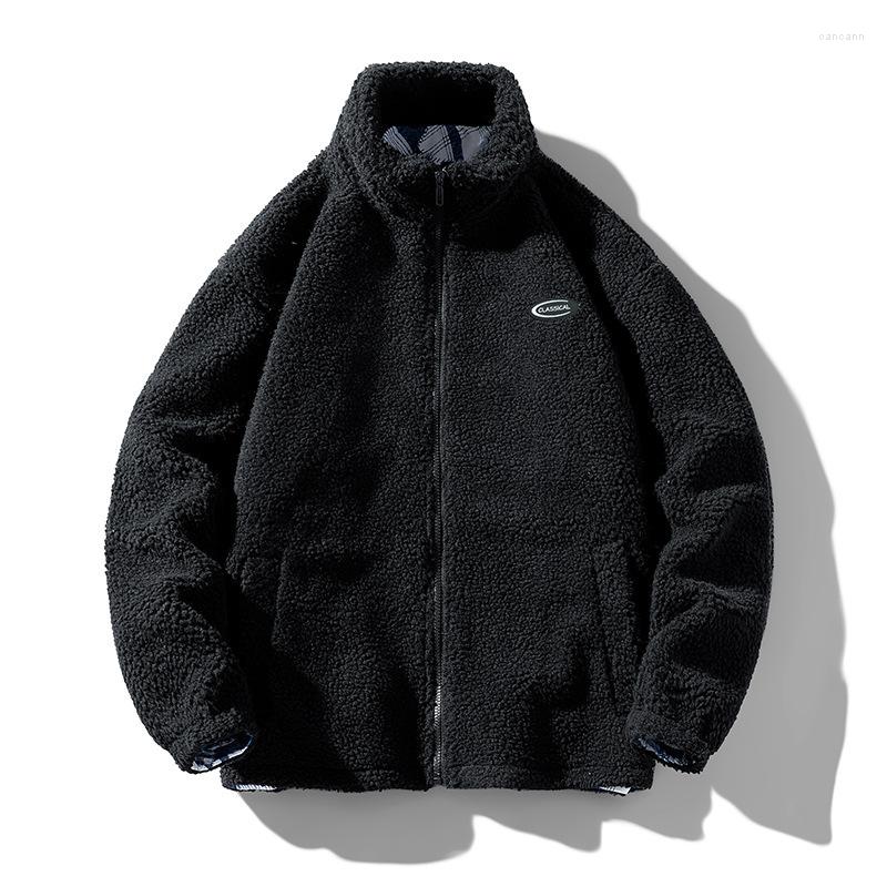 

Hunting Jackets Hip Hop Winter Fleece Fluffy Jacket Streetwear Harajuku Fuzzy Zipper Coat Men Autumn Solid Color Lightweight Black Beige, Gn