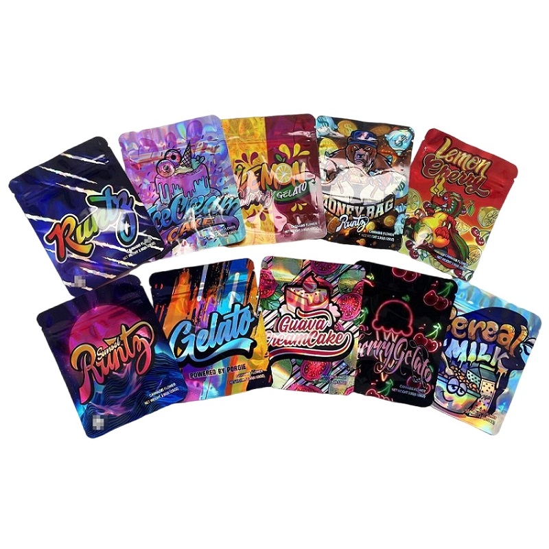 

3.5g EMPTY Smell Proof Plastic Mylar Bags Edibles Backpack Boyz Runty Gelato Zerbert Special Die Cut Shaped Bags Zipper Flower Cali Packs For Dry HERB
