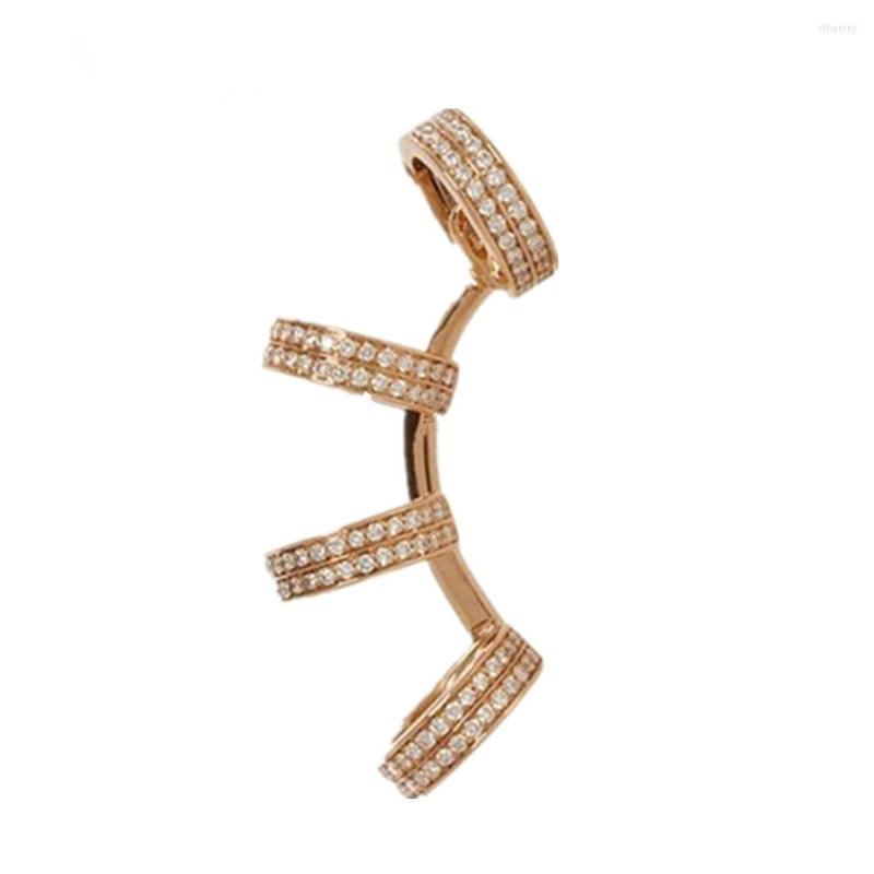 

Backs Earrings 1PC Fashion Punk Rock Ear Clip Cuff Wrap Crystal Rhinestone Round Golden Women Jewelry Gifts CE002