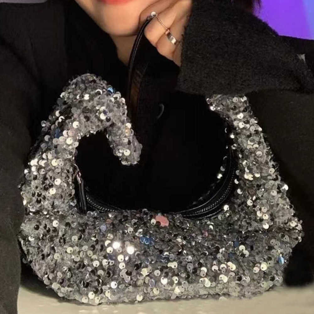 

Women Fashion Sequin Totes Party Handbags Casual Large Capacity Evening Clutches Bags Ladies Shoulder Female Shopping Purse 230315, Black