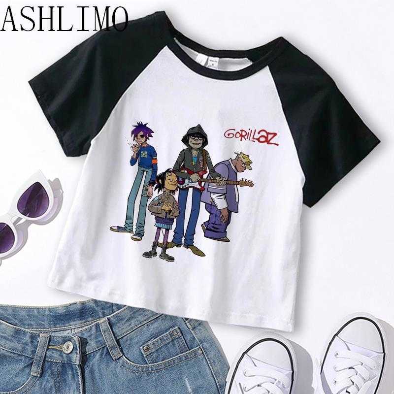 

Women' T-Shirt Women Summer 90s Crop Tops Music Band Gorillaz PUNK ROCK Oneck Short Sleeve Tshirts Clothes Shirt Vintage Y2K Bf Clothing Tee Z0316, 00