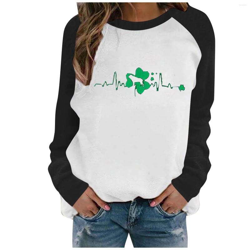 

Women's Blouses St. Patrick's Day Leaf Print Camisas De Mujer Long Sleeve Women Harajuku Shirts Casual Plus Size Blusas, Red