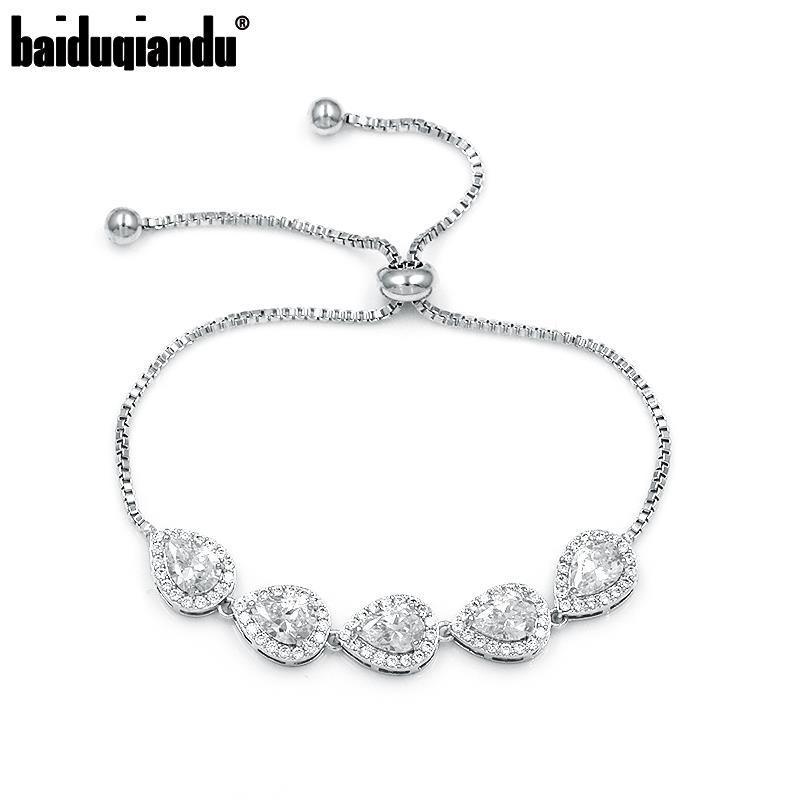 

Link Bracelets Baiduqiandu Arrival Heart Shape Cubic Zirconia CZ Crystal Adjustable For Wedding Or Women Chain