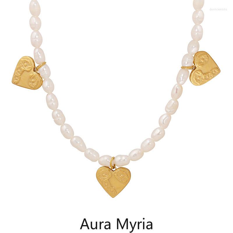 

Pendant Necklaces Elegant Natural Pearl Choker Necklace Jewelry For Women Engagement Cute Heart 18k Golden Charm Small Real Baroque
