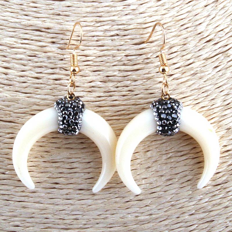 

Dangle Earrings MOODPC Fashion Ox Horn Moon Pendant Metal Drop Earring