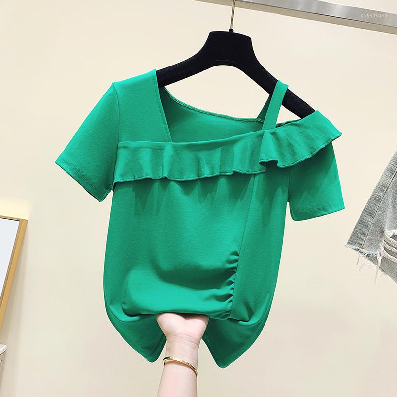 

Women' T Shirts Off-The-Shoulder Fashion T-Shirt Women' Short-Sleeved 2023 Net Red One-Word Shoulder Collarbone Tights Cotton Summer, Black