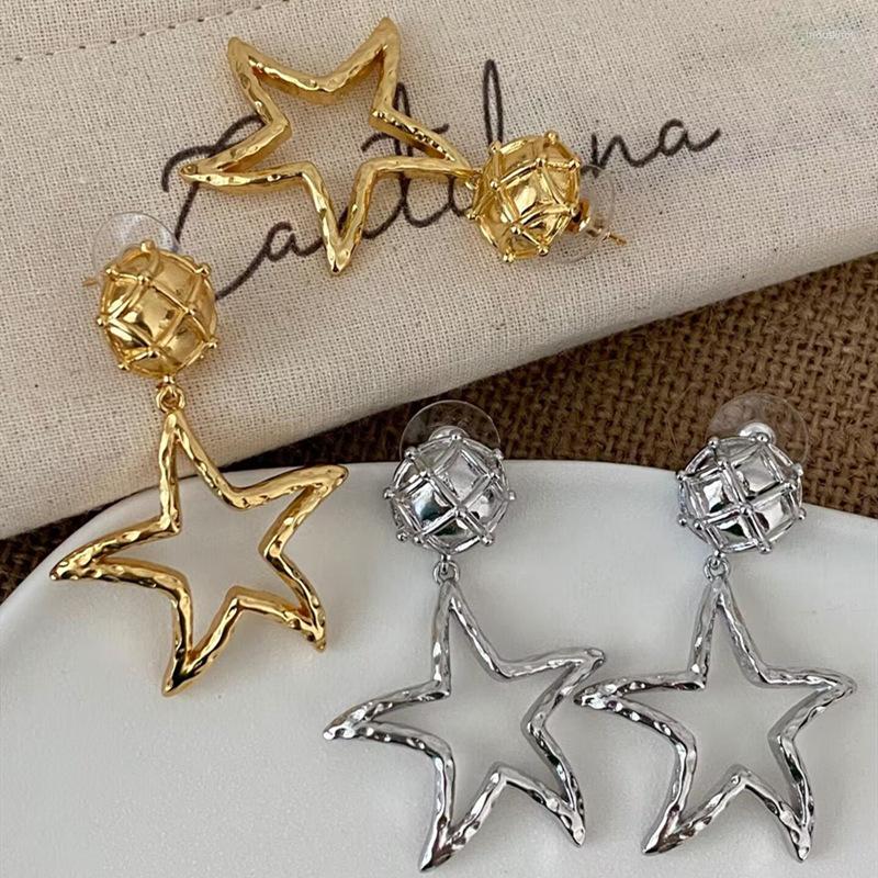 

Dangle Earrings Retro Hollow Pentagram Star Starfish Ball Drop For Women Charm Elegant Trend Aesthetic Fashion Jewelry