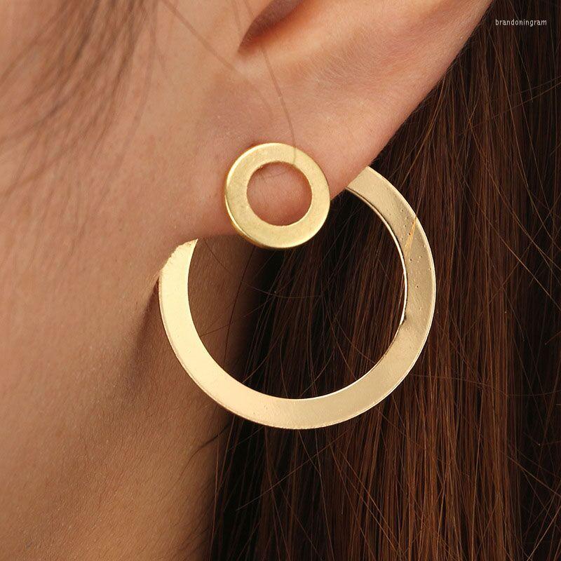 

Stud Earrings Fashion Round Sweet Hollow For Women Simple Geometric Circle Gold Color Alloy Earings