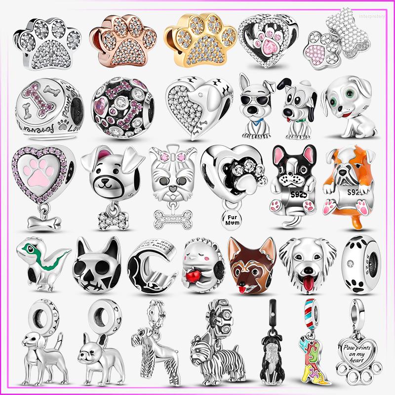 

Loose Gemstones 925 Sterling Silver Cute Dog Bead Sports Upscale Animal Charm Plata De Ley For Original Charms Pendant Bracelet Jewelry