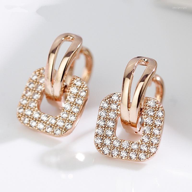 

Hoop Earrings RICKI Spinel Clip For Women 18K Rose Gold Fashion Crystal Jewelry Earring Female Wedding Party Gift Bizuteria