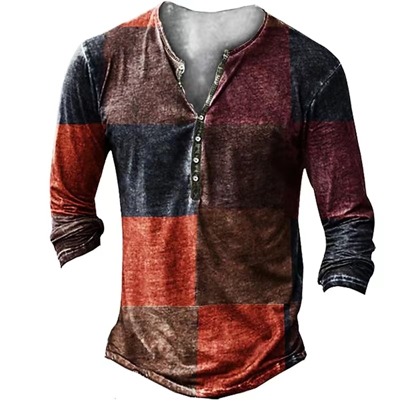 

Men' T-Shirts Vintage With Button Ethnic Pattern Print Spring Autumn Loose O-Neck Long Sleeve Oversized T Shirts Male Clothing 230317, Cx7koucolor-06