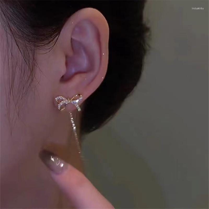 

Dangle Earrings Sparkling Zircon Bow Long Fringe Jewelry Women Fashion Wedding High Party Gifts