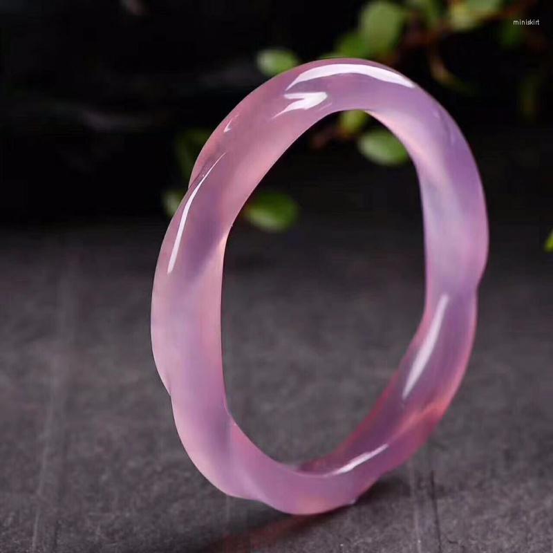 

Bangle Natural Purple Chalcedony Jade Bangles Women Men Genuine Certified Jades Stone Lavender Fine Jewelry Femme Bracelets