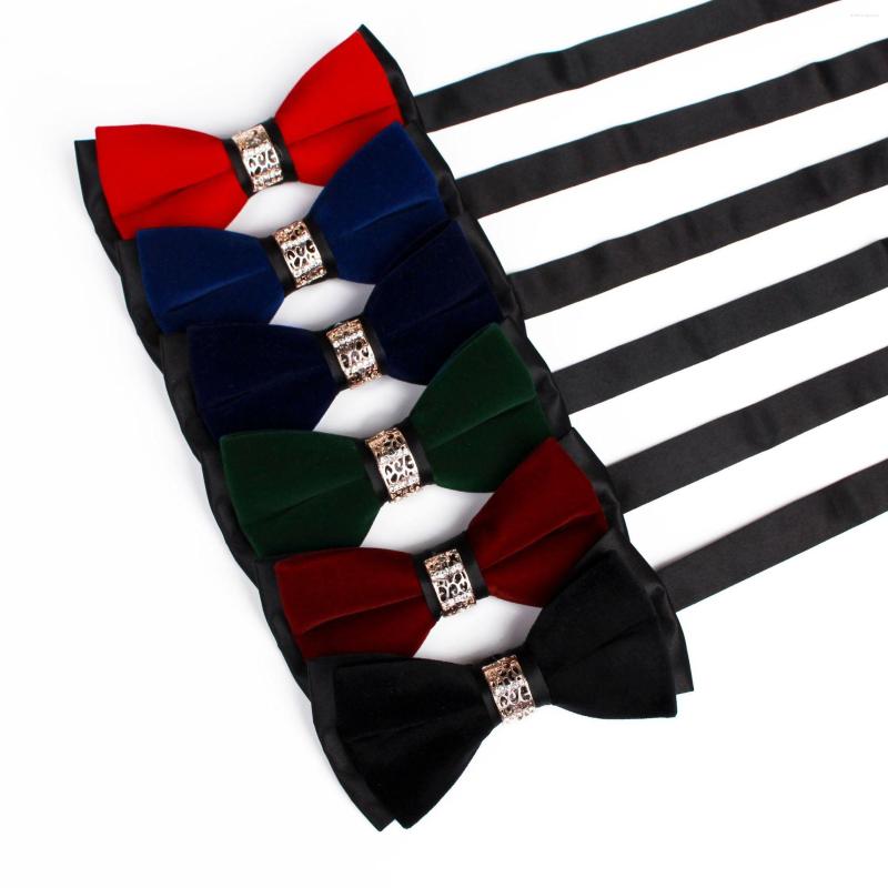 

Bow Ties Man Bowtie High Quality Velvet Butterfly Knot Groom Wedding Diamond Bowties For Men Luxurious Business Black Cravats
