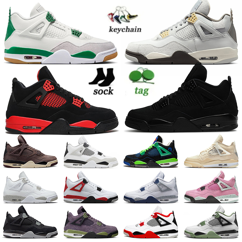 

4s J Men Women Jumpman Basketball Shoes 4 Pine Green Dust OG Military Black Cat Messy Room Bred Midnight Navy Sail Oreo UNC Neon Retros Sports Sneakers 36-47, C27 psgs 40-47