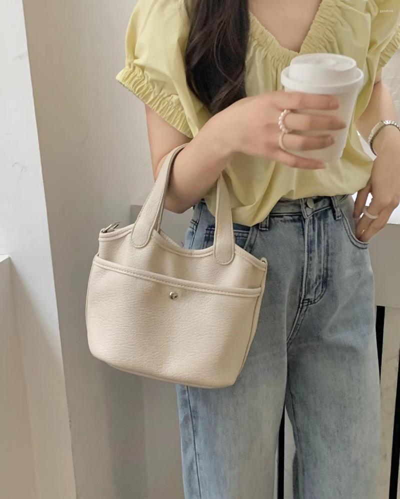 

Evening Bags Soft Pu Leather Crossbody Bag For Girl Women Shoulder Bucket Female Fashion Shopper Tote Ladies Solid Color Handbag Purses, Beige