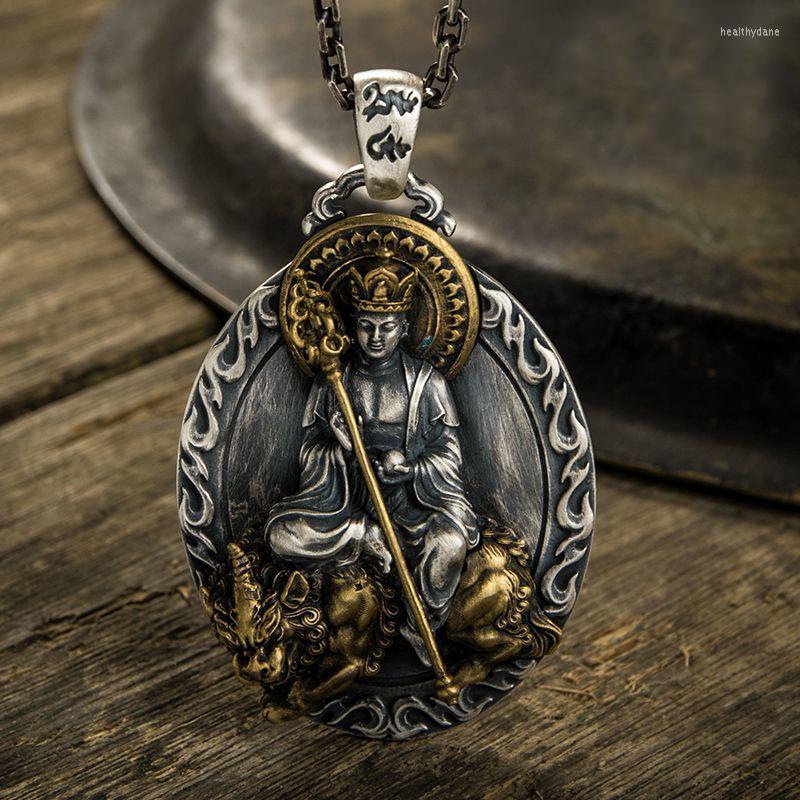 

Chains Retro Pendant Men's Samantabhadra Manjusri Buddha Statue Guanyin Bodhisattva Necklace Men And Women Jewelry Accessories