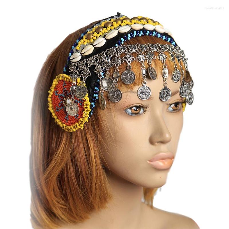 

Stage Wear Arrivals Gypsy Dance Women Beads Headpiece Metal Head Chains Coins Vintage Jewelry Tribal Belly Accessories