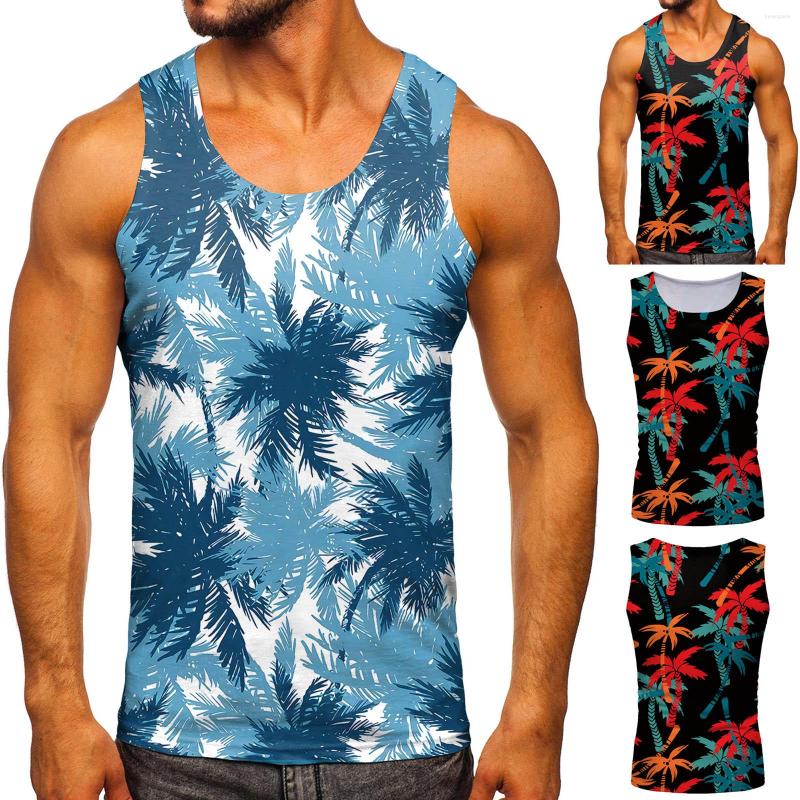 

Men's Tank Tops Men Casual Spring Summer Sleeveless Printed O Neck Shirt Blouse Mens Cotton, Black