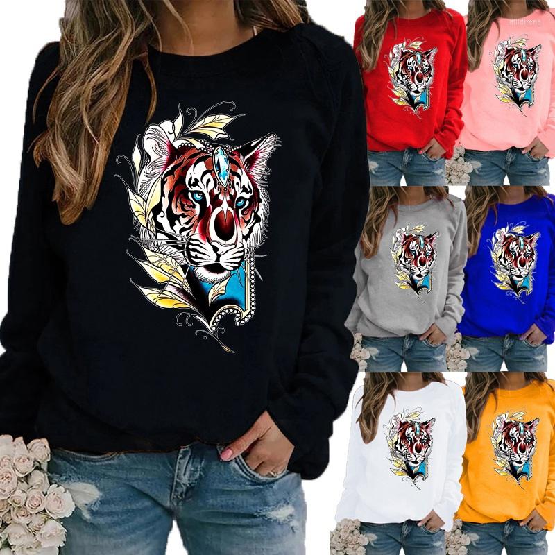

Women's T Shirts Autumn And Winter Fashion Women Printing Shirt Casual T- Round Neck Pullover Long Sleeve MotionSweater Ladies Plus Size, Blue