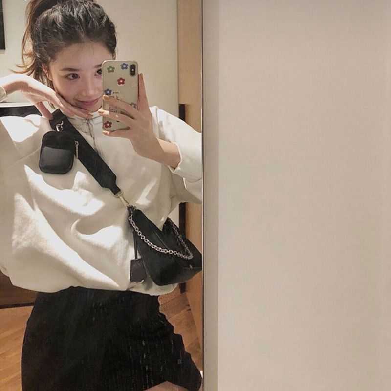 

designer bags prad New 3-in-1 Bounce Bag Version Women's Underarm Leisure Nylon Fabric Versatile Crossbody, Black