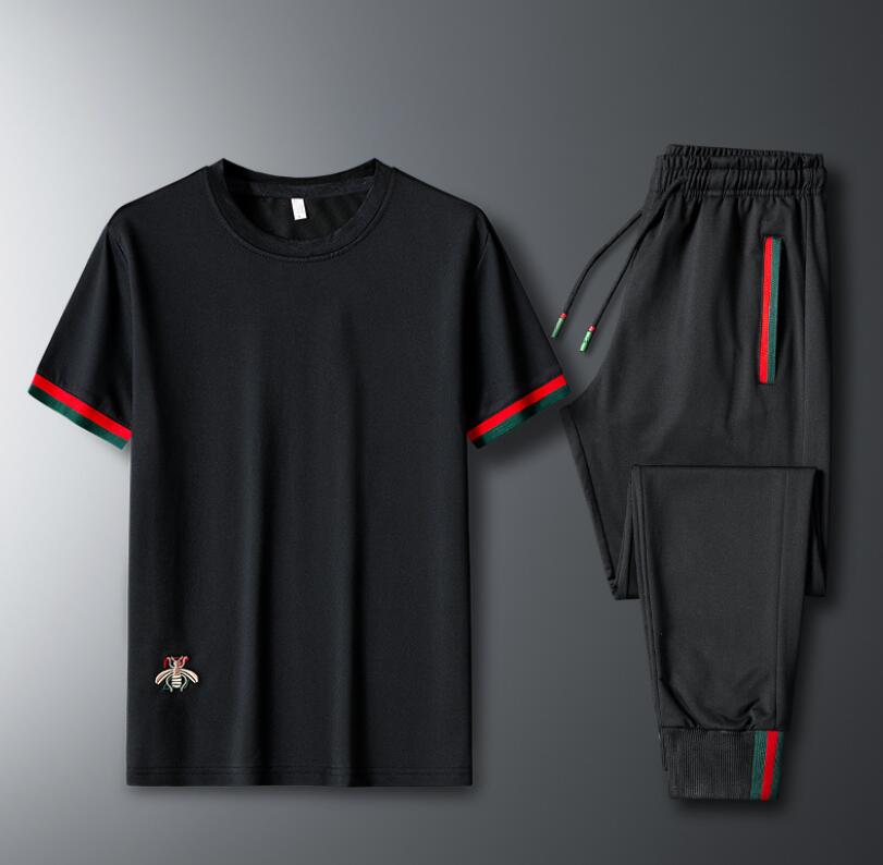 

Men's Tracksuits Summer Designer brand Suit Mens casual short sleeve sweater round neck Embroidered sportswear two-piece set