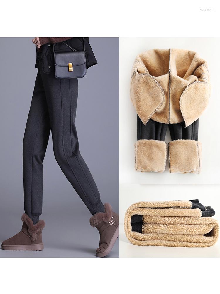 

Women' Pants Winter Thick Sports Trousers For Women Fleece Elastic Waist Drawstring Thermal Cashmere Sport Black Warm Baggy Sweatpants