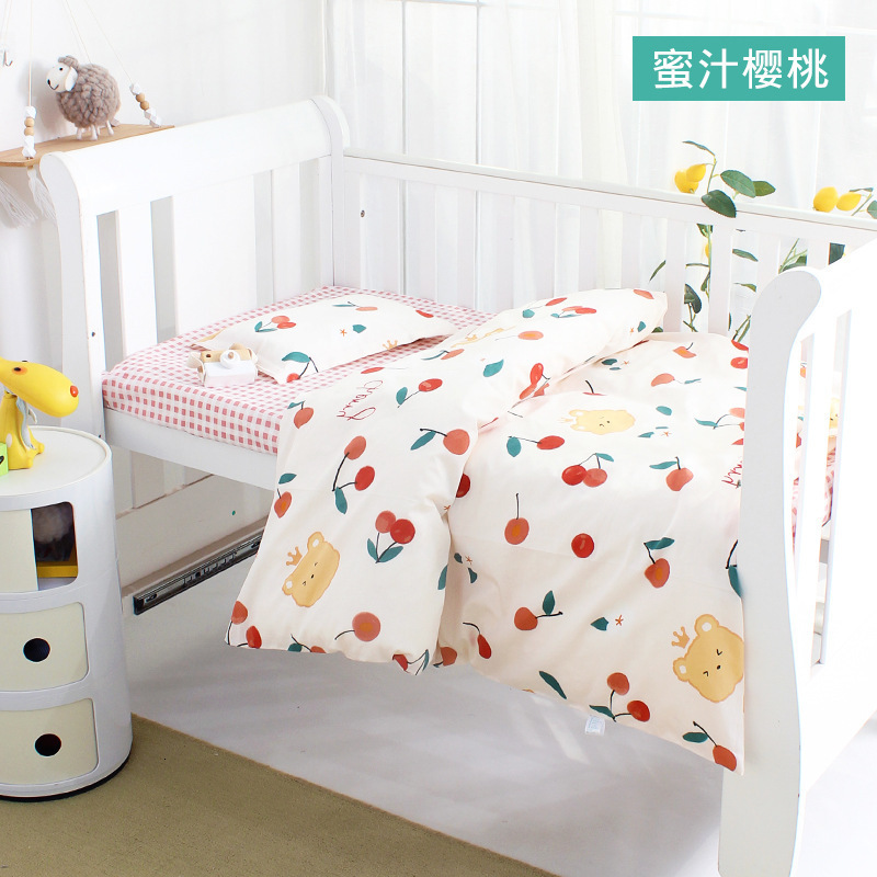 

Bedding Sets 3Pcs Set born Baby Cot Bedding Bed Linen Cotton Printted Sheets Duvet Cover Case Pillow Case Customized Size Four Seasons 230317, Beige