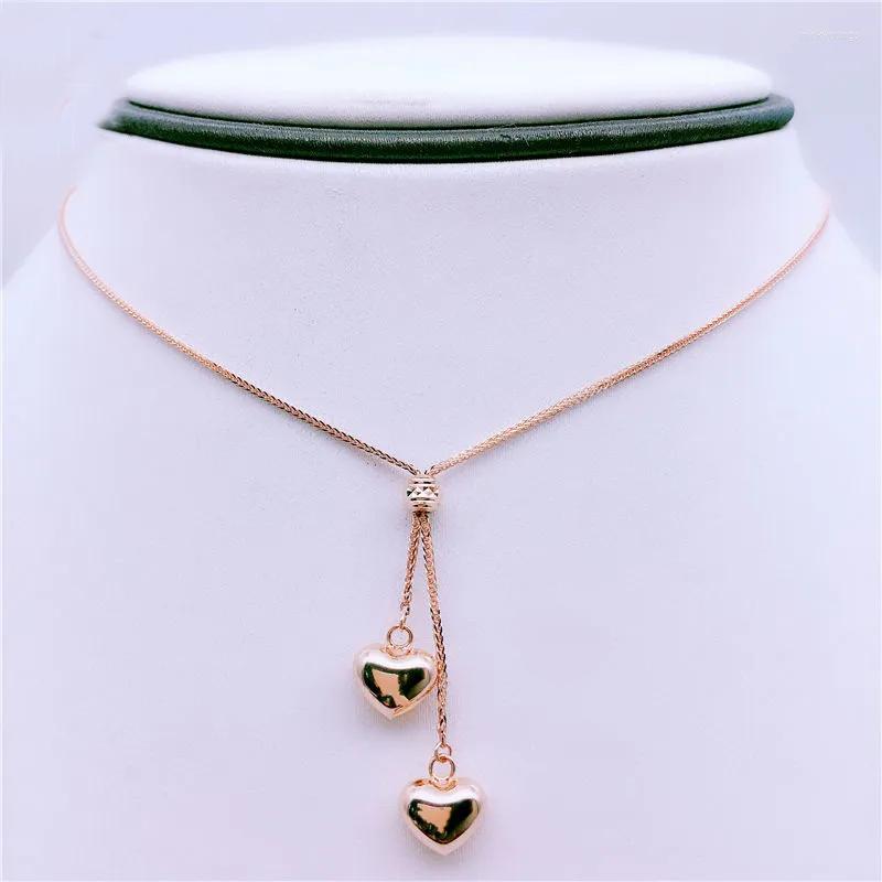

Chains 585 Purple Gold Heart Pendant Necklace 14K Rose Fashion Adjustable Romantic Light Luxury Engagement Jewelry For Girlfriend Gifts