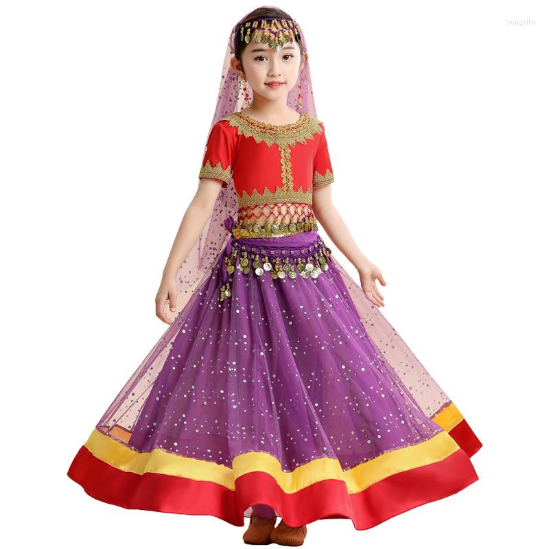 

Stage Wear Children Festival Halloween Costume Birthday Party Cosplay Kids Bollywood Costumes Princess Fancy Outfit India Gilrls Long Skirt, Purple