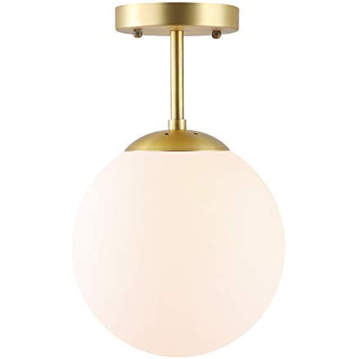 

Light Society Zeno Globe Semi Flush Mount Ceiling Light, Matte White with Brass Finish, Contemporary Mid Century Modern Style Lighting Fixture