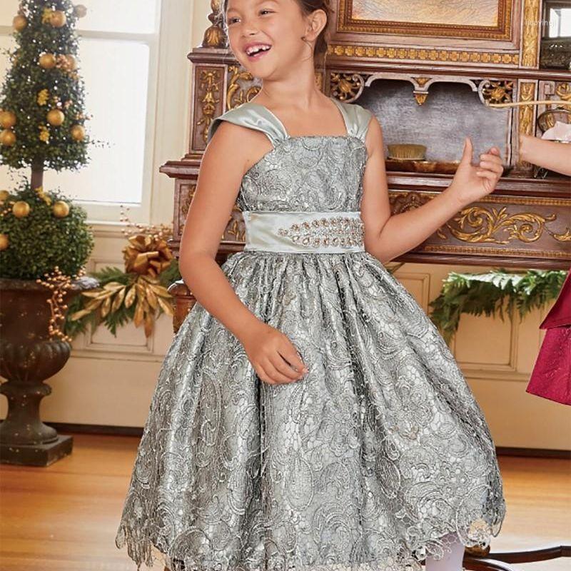 

Girl Dresses Flower Girls For Wedding Kids Pageant Gown First Holy Communion Little Baby Party Prom Wear, All ivory