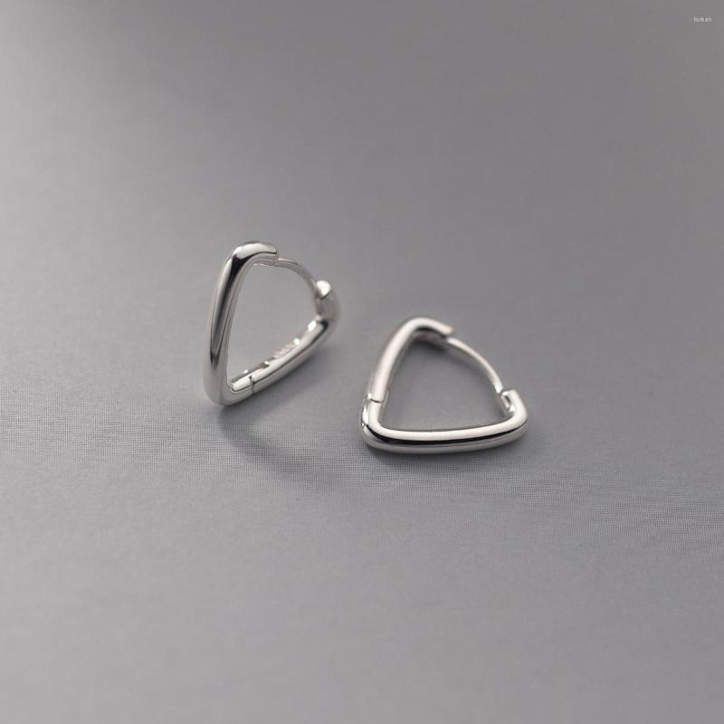 

Hoop Earrings 14mm 925 Silver Woman Earring Hollow Simple For Women Female Girls Lady Glossy Triangle Plain Geometry