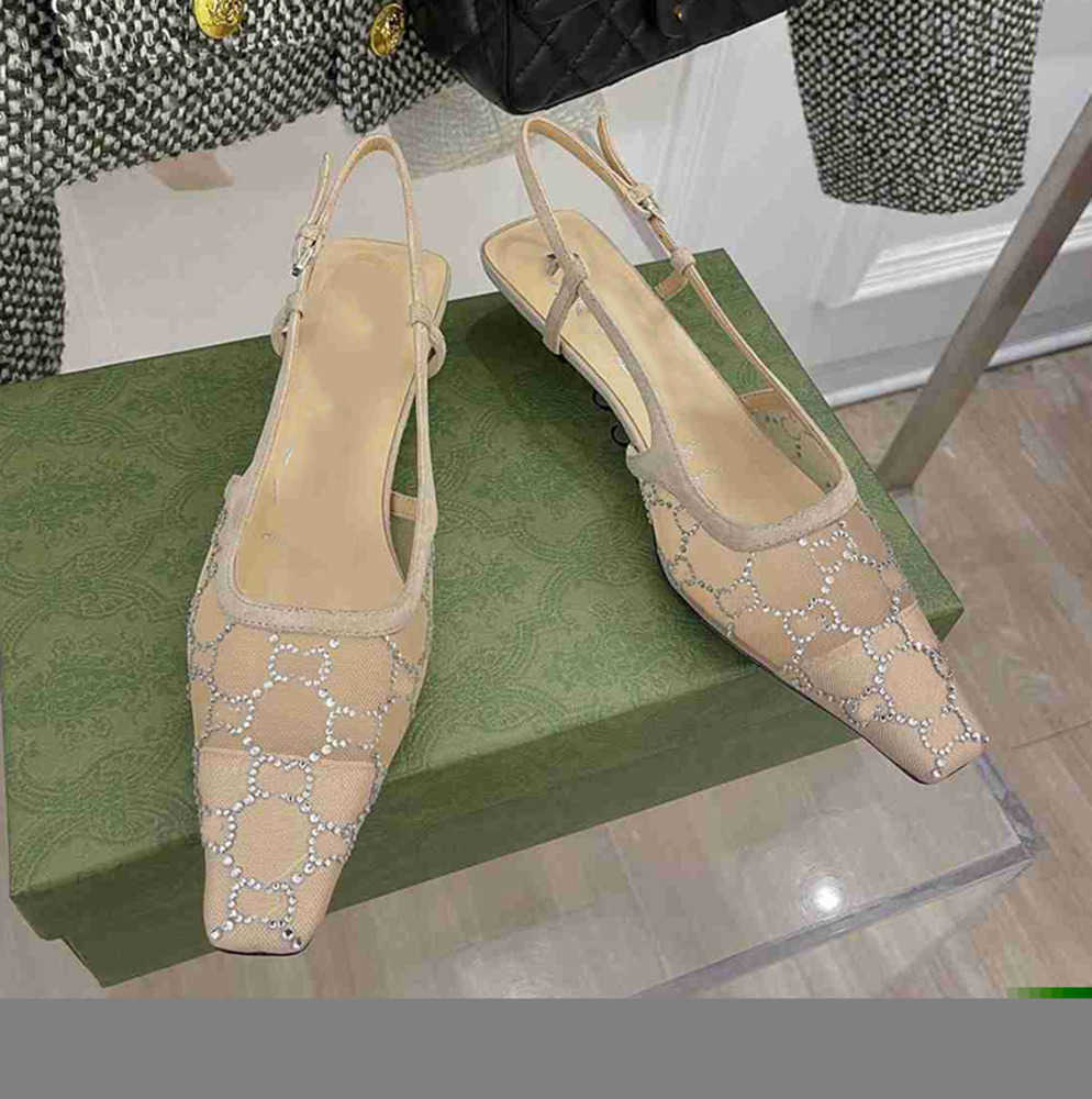 

Designer Sling Back Sandals Summer Fashion 2023 Women Luxury Rhinestone Wedding Sandles Sliders High Heels Shoes With Box, 1#