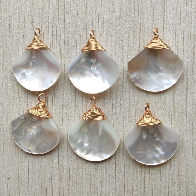 

Pendant Necklaces Fashion Natural Freshwater Pearl Sector Charms Pendants For Jewelry Accessories Making 6pcs/lot Wholesale