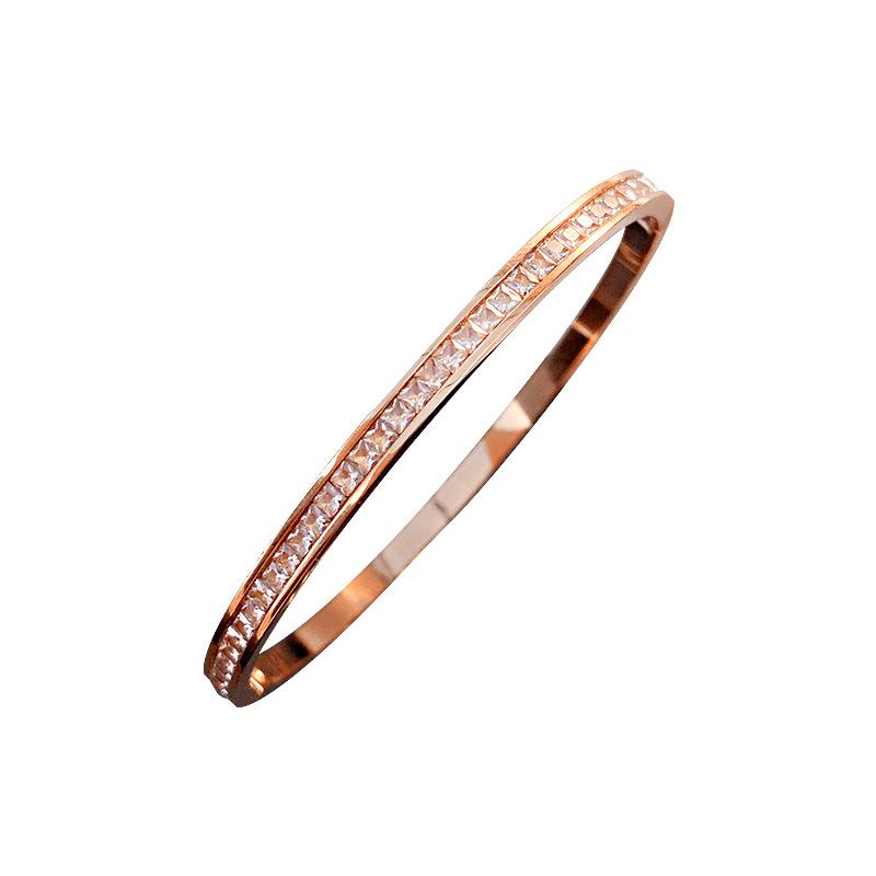 

Bangle RZ056 Half Circle Full Diamond Bracelet Rose Gold Female Titanium Steel