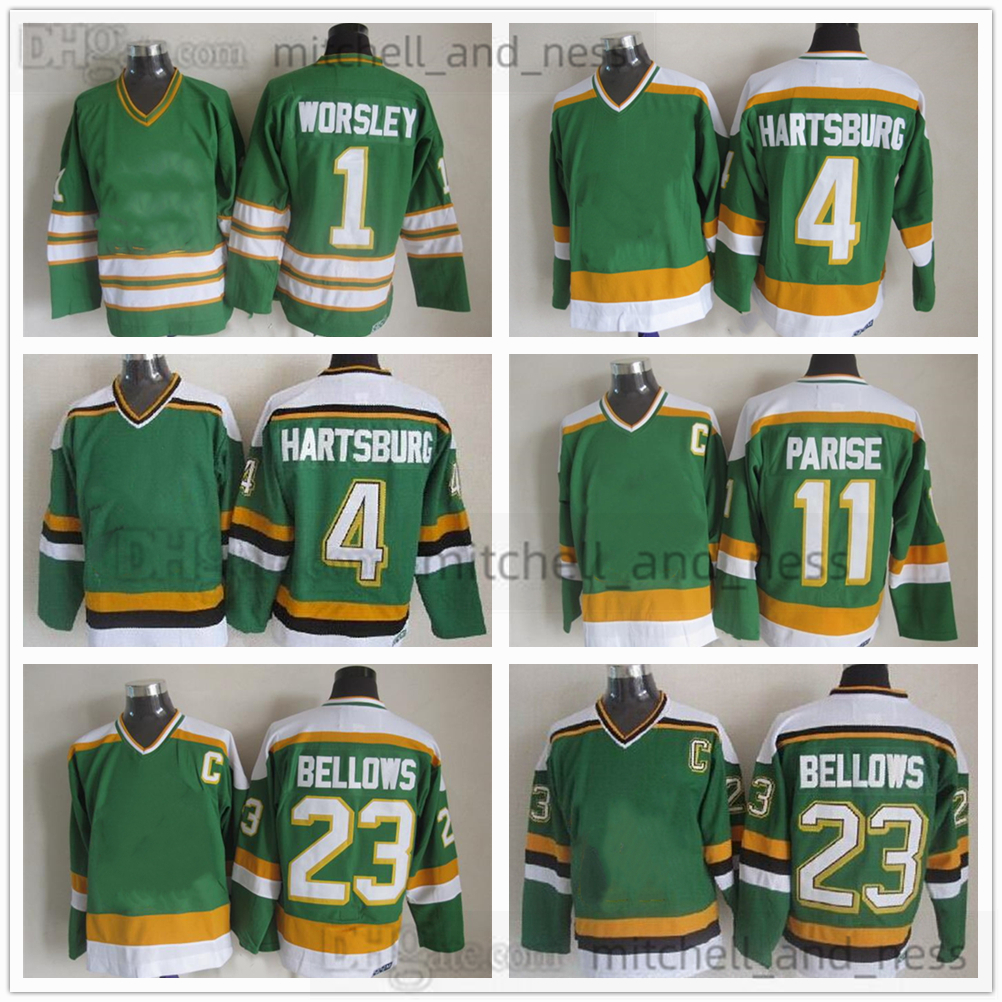 

Movie Vintage Hockey Jersey Retro CCM Embroidery 23 Brian Bellows Jersey 4 Craig Hartsburg 1 Gump Worsley 11 J.P. PARISE 22 White Throwback 30 Jon Casey 91 Seguin Jerseys, Aspicture (with team name)