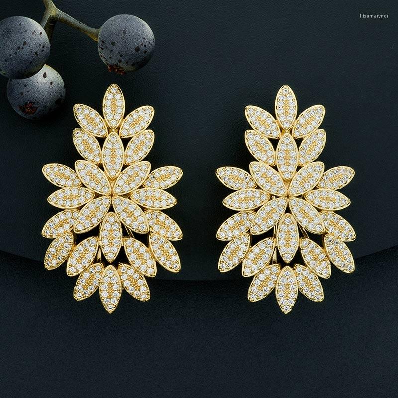 

Dangle Earrings ModemAngel Mixed Full Mirco Paved Crystal Zircon Luxury Trendy Wheat Design Engagement Wedding Party Fashion Earring Jewelry