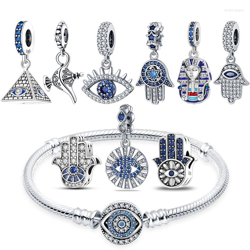 

Loose Gemstones Egyptian Pharaoh Demon Eye Charms Beads For Original 925 Silver 3mm Bracelet Bangle Making DIY Jewelry