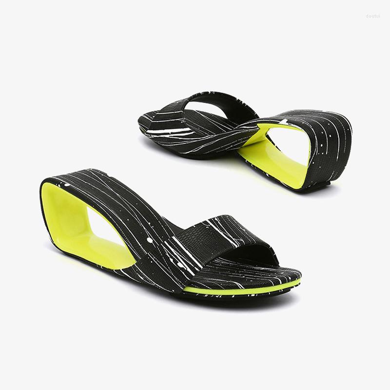 

Dress Shoes Summer Fretwork Strange Heels Slingbacks Sandals Woman Mixed Color Patchwork Hollow Wedge Slipper Street Outfit, Color 7