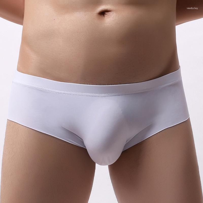 

Underpants Men Ice Silk Briefs Lingerie U Convex Underwear Sexy Male Gay Erotic Man Homme, Green