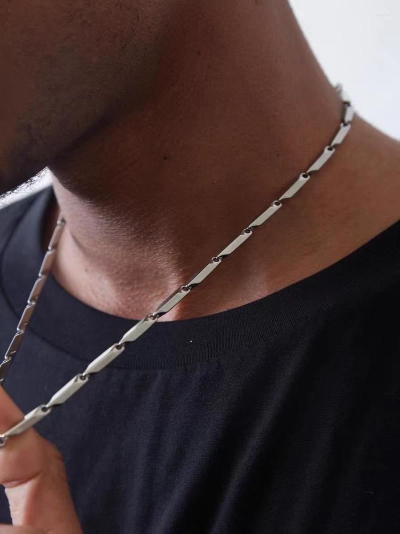 

Chains Hip Hop 3mm Titanium Steel Chain Necklace For Men Vintage Stainless Bamboo Jewelry Accessories