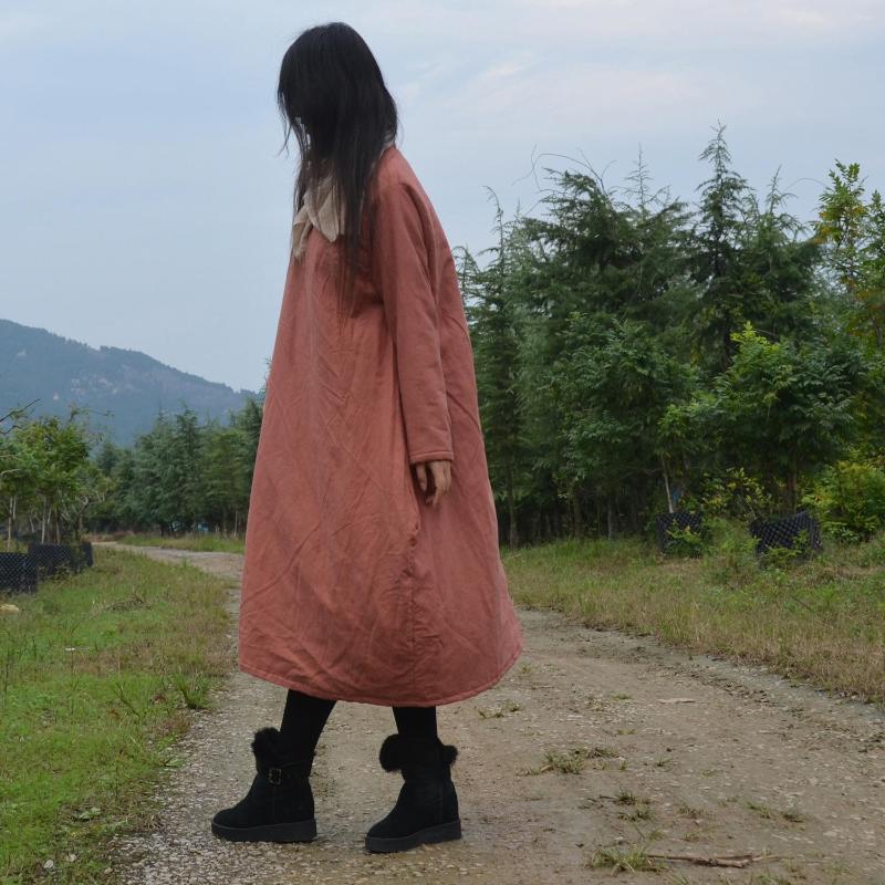 

Women's Trench Coats YoYiKamomo Cotton Linen Women Parkas 2023 Winter Long Solid Color Padded Warm Clothing Coat, Orange