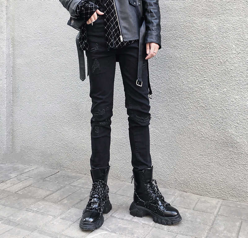 

Jeans Mens Am1r1 Trousers Pants Mirri Ripped Fashion Designer Brand New Men's White Embroidery Patch Elastic Slim Denim Hip Hop High 3P7G, Black19