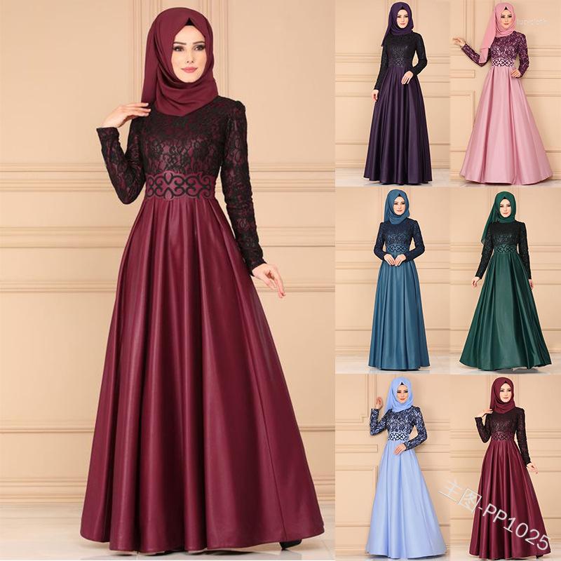 

Ethnic Clothing A 2023 Fashion Trend Muslim Retro Lace Patchwork Long-sleeved Dress With Large Style