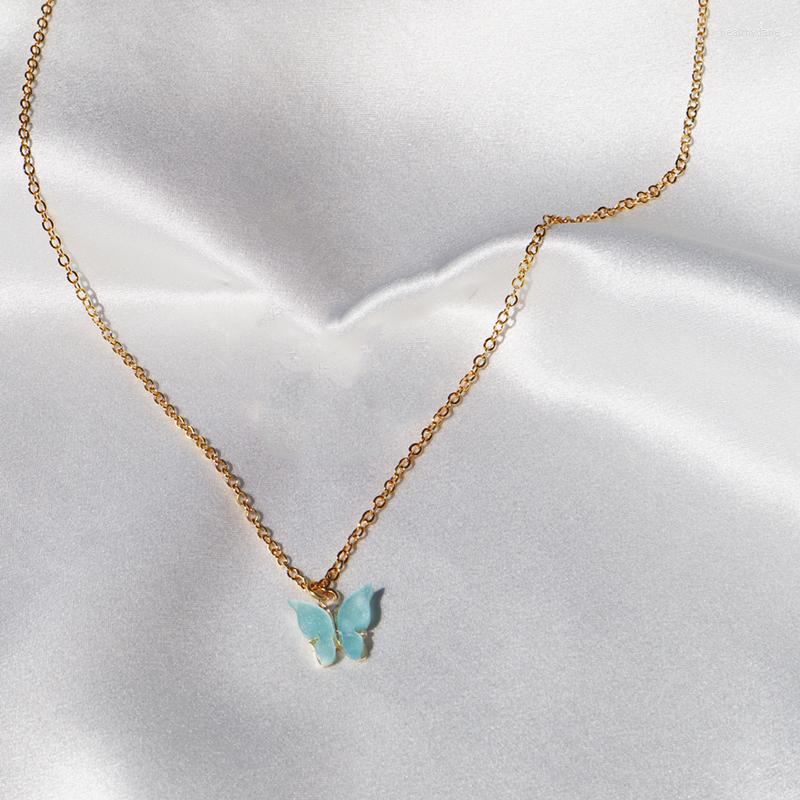 

Choker 2023 Fashionable Exquisite Butterfly Pendant Necklace Punk Stainless Steel Chain Never Fades For Women Romantic Sweet