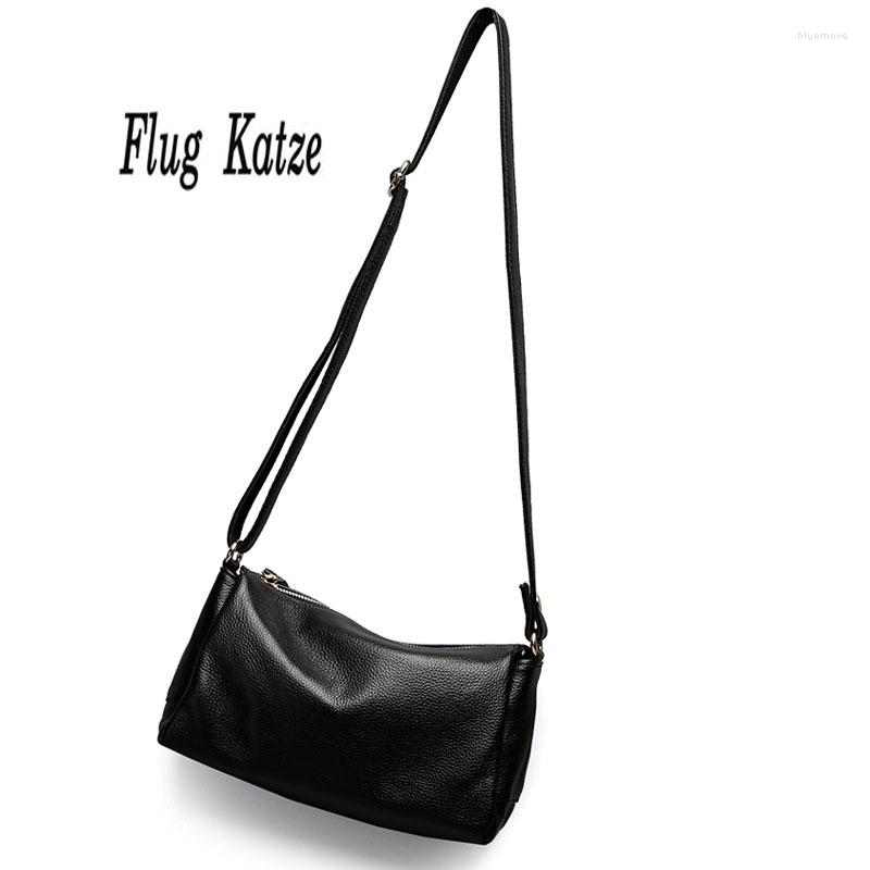 

Shoulder Bags Flug Katze Genuine Leather Women Bag Brand Designer Cowhide Handbags Skin Crossbody Mess, Black