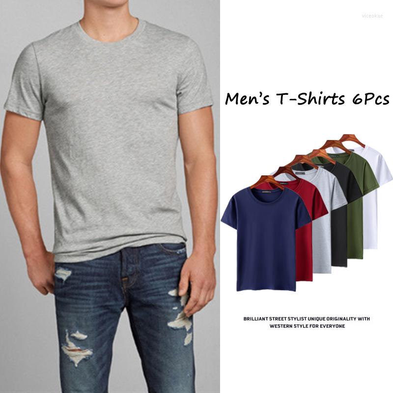 

Men' T Shirts 6Pcs Men Summer Cotton Short Sleeve Solid Male Fitted Tshirts Top Tees O-Neck Plus Size 5XL Basic Tee MuLS Brand, Multi color